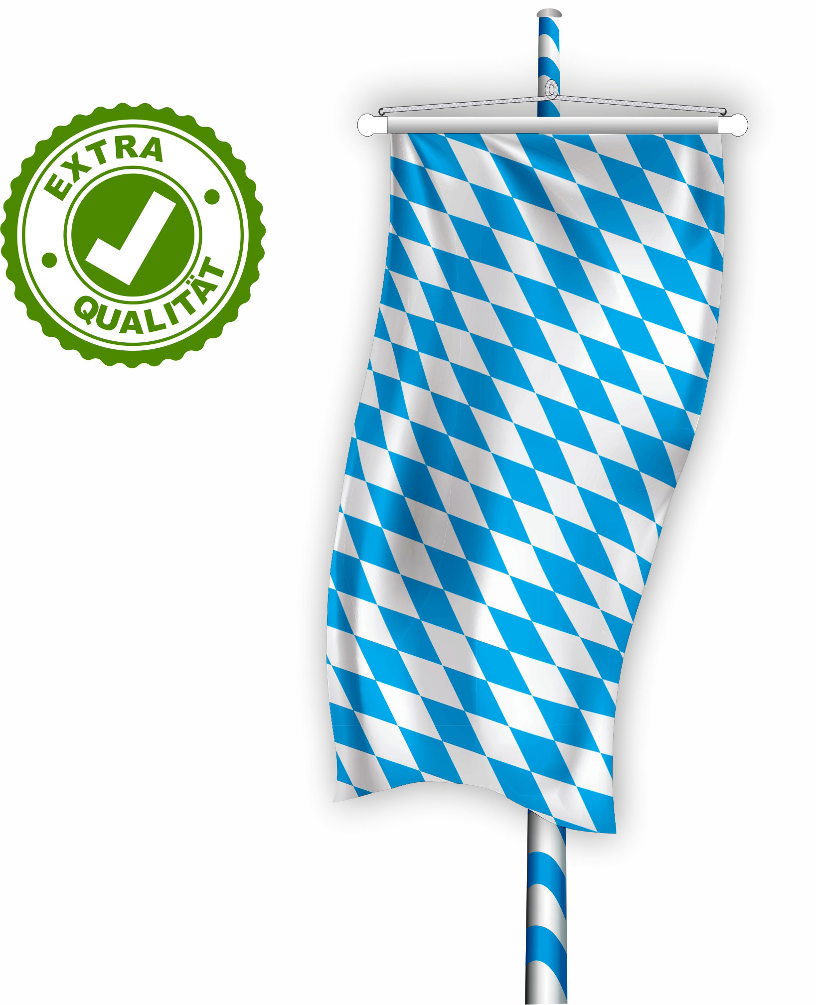 02 Bannerfahne für Maibaum EXTRA bayerische Raute